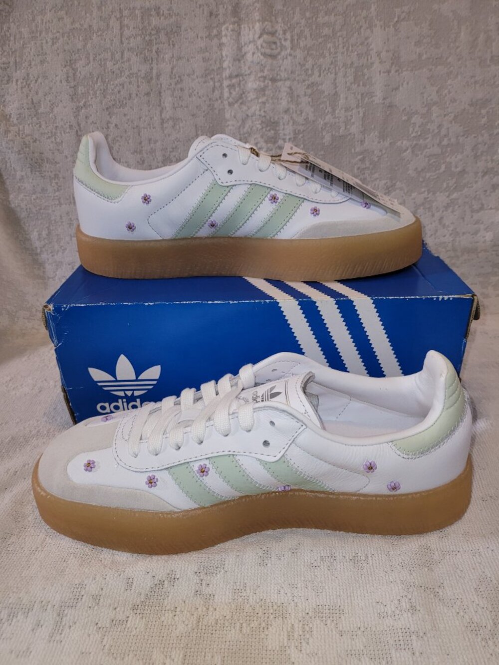 Adidas Sambae Samba Floral Off White Comfy Casual Shoes JS3953 Women's Size 7 - Picture 2 of 16